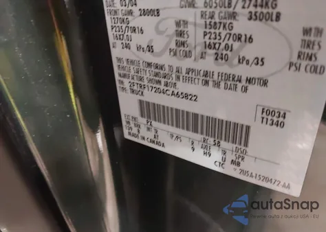 2004 Ford F-150 Heritage Xl/Xlt from USA, damaged, VIN 2FTRF17204CA65822